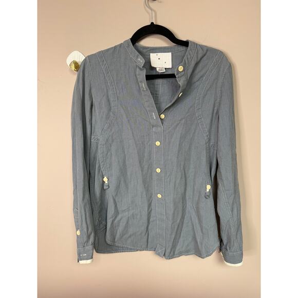 YMC You Must Create Denim Chambray Top Women Size 12 - Picture 1 of 4
